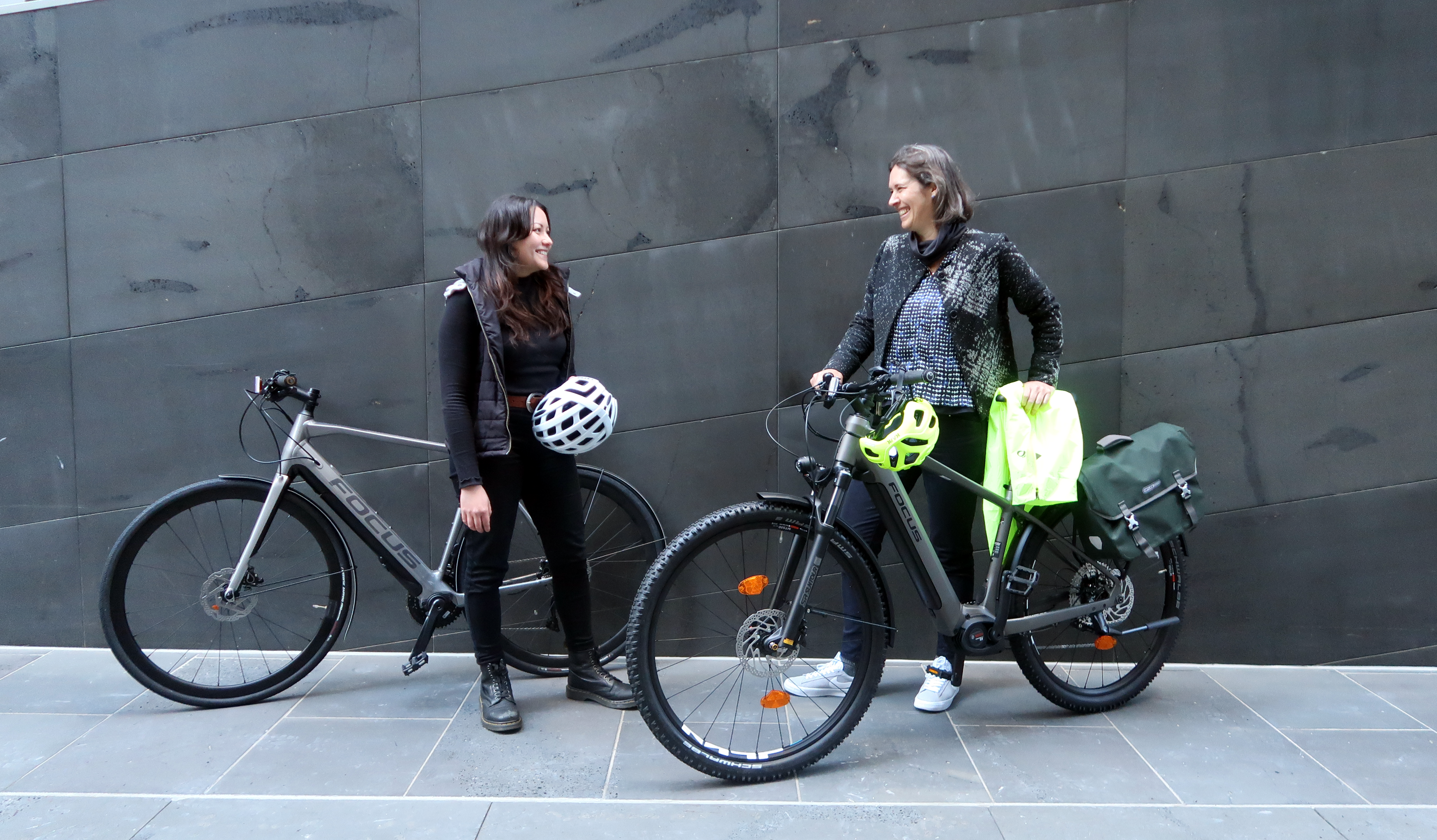 Jen and Kate with eBikes