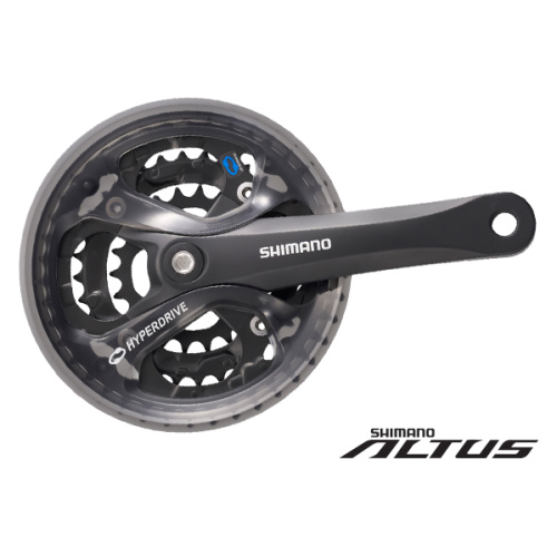 Shimano Triple Crankset Shimano, Square Taper, black, FC-M361, with chain guard